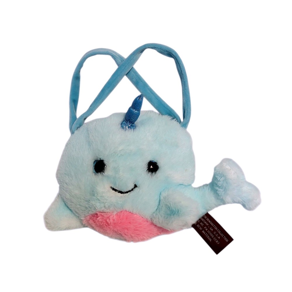 The Bearington Collection Narwaly Carrysome‎ Plush Purse 9"Stuffed Animal Purse
